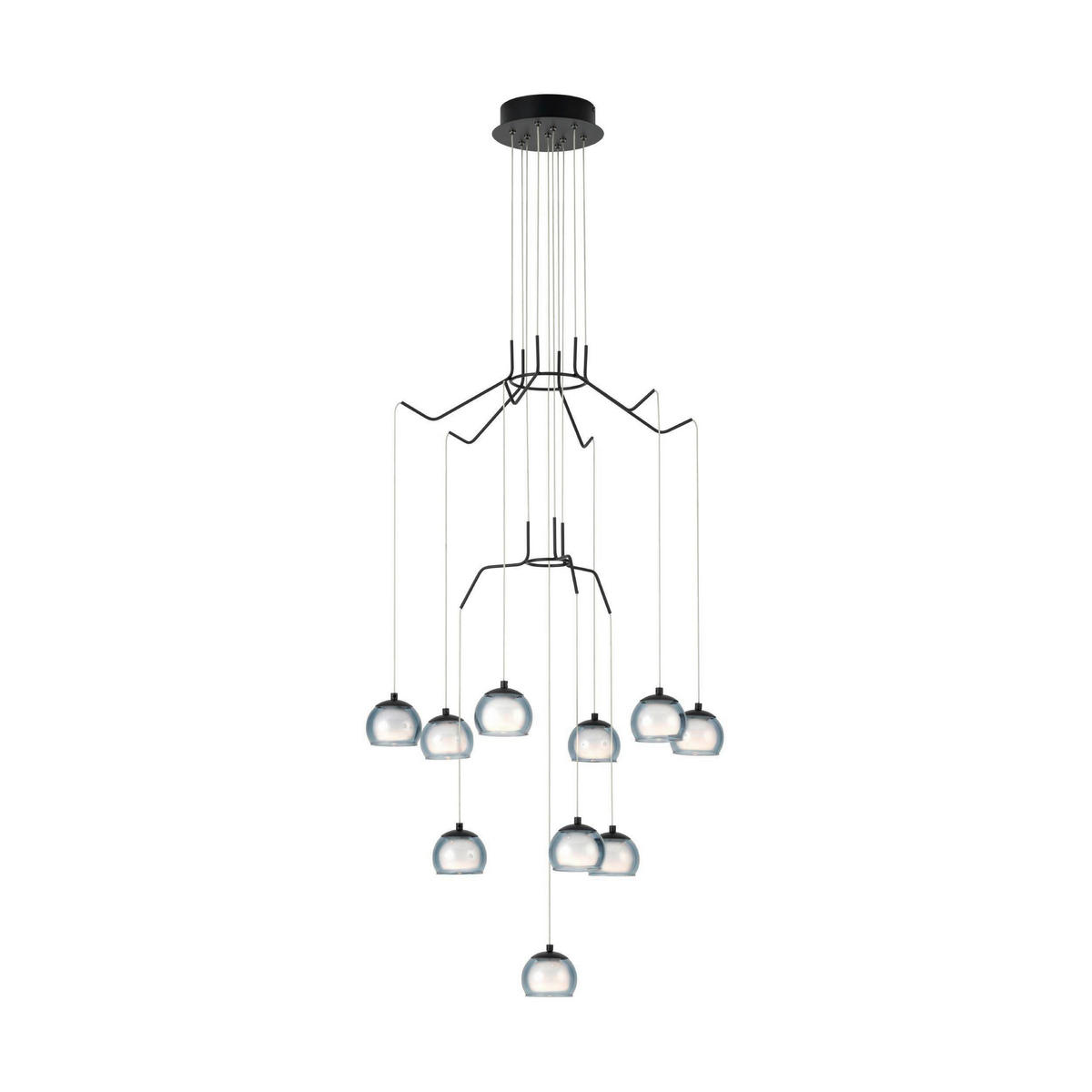 HÄNGELEUCHTE 67/166 cm  - Schwarz/Weiß, Design, Glas/Metall (67/166cm) - Eglo