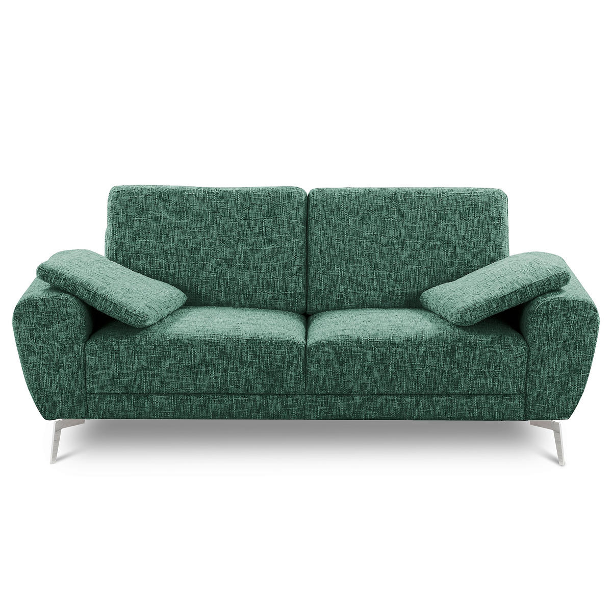 2-SITZER-SOFA Webstoff Grün  - Chromfarben/Grün, Design, Textil/Metall (157/85/92cm) - Livetastic