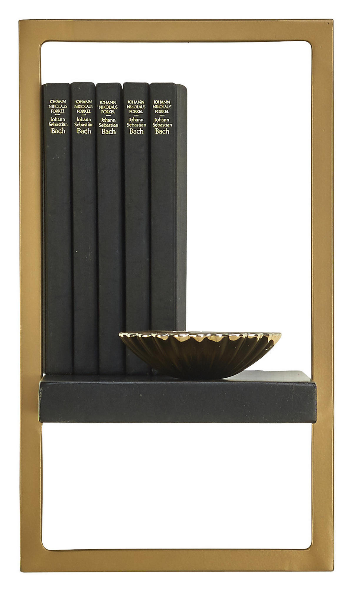 WANDREGAL Akazie massiv Schwarz, Goldfarben  - Goldfarben/Schwarz, Trend, Holz/Metall (20/35/25cm) - Lomoco