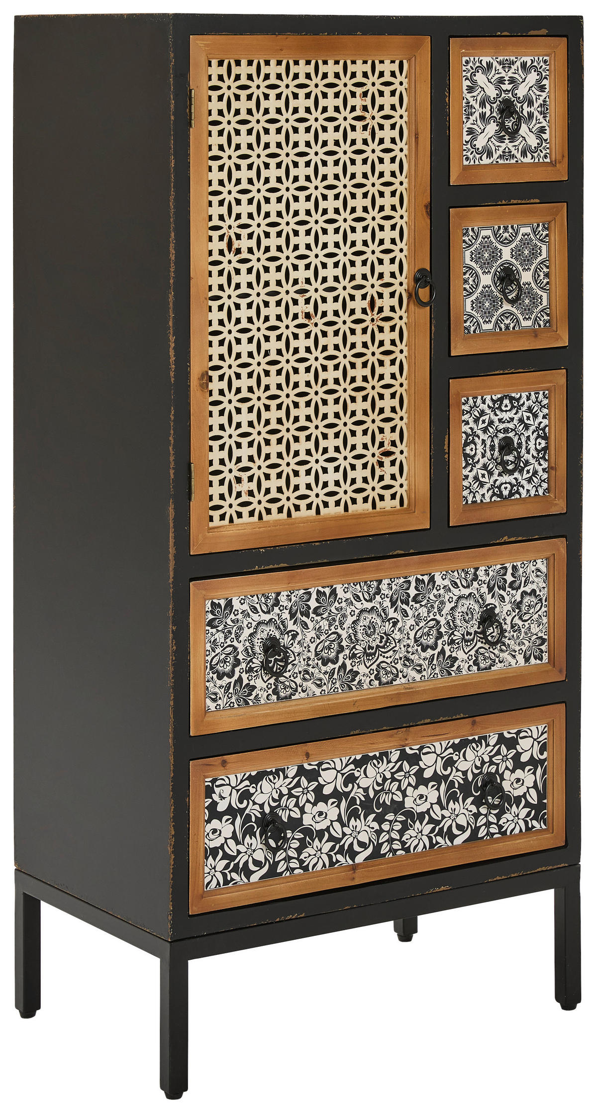 KOMMODE  in 60/124,5/38 cm  - Multicolor/Schwarz, ROMANTIK / LANDHAUS, Holz/Holzwerkstoff (60/124,5/38cm) - Landscape