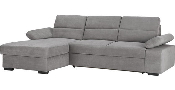 ECKSOFA inkl.Funktionen Hellgrau Flachgewebe  - Dunkelbraun/Hellgrau, Design, Kunststoff/Textil (166/258cm) - Cantus