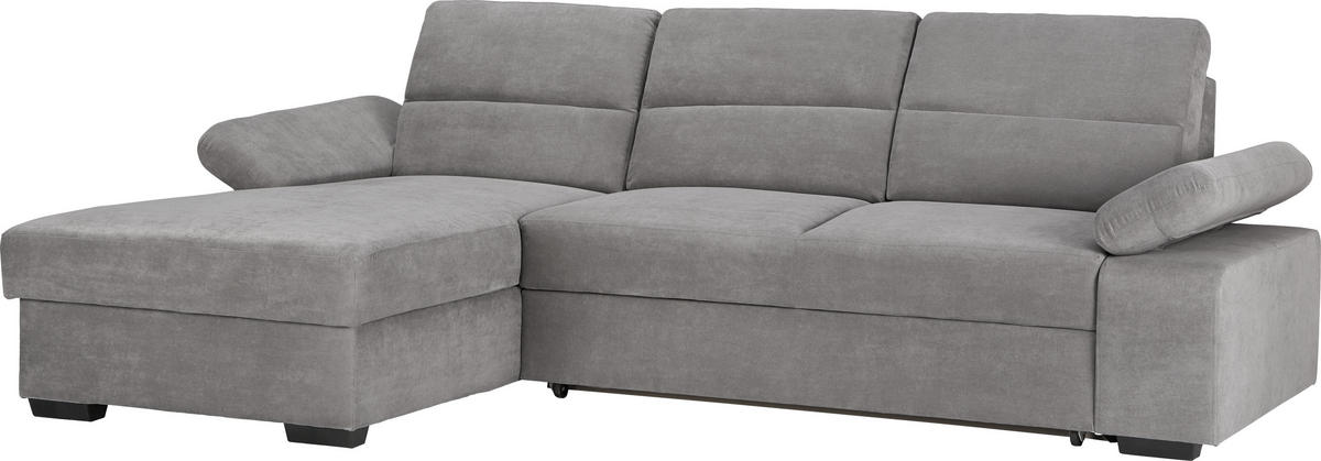 ECKSOFA in Flachgewebe Hellgrau  - Dunkelbraun/Hellgrau, Konventionell, Kunststoff/Textil (166/258cm) - Cantus