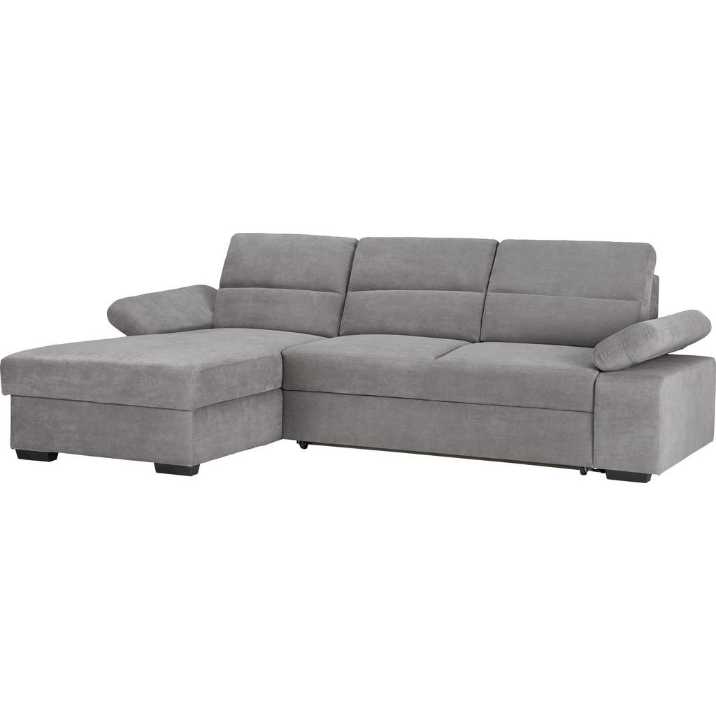 Thumbnail - Cantus Ecksofa, Hellgrau, Textil, Uni, 3-Sitzer, Ottomane links, L-Form, 258x166 cm, Typenauswahl, Stoffauswahl, seitenv...
