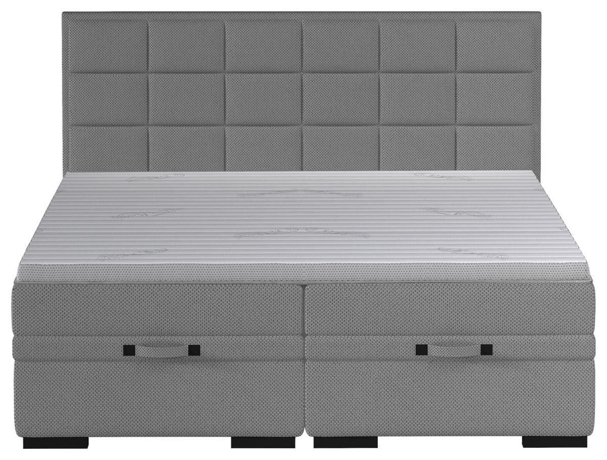 BOXSPRINGBETT 180/200 cm  in Dunkelgrau  - Dunkelgrau/Schwarz, Konventionell, Kunststoff/Textil (180/200cm) - home24