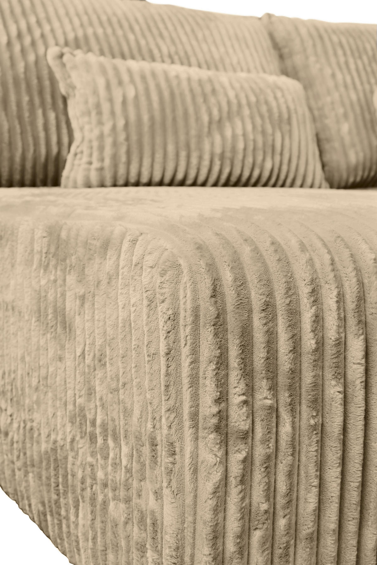ECKSOFA in Cord Beige  - Beige/Schwarz, Modern, Holz/Textil (145/210cm) - MID.YOU
