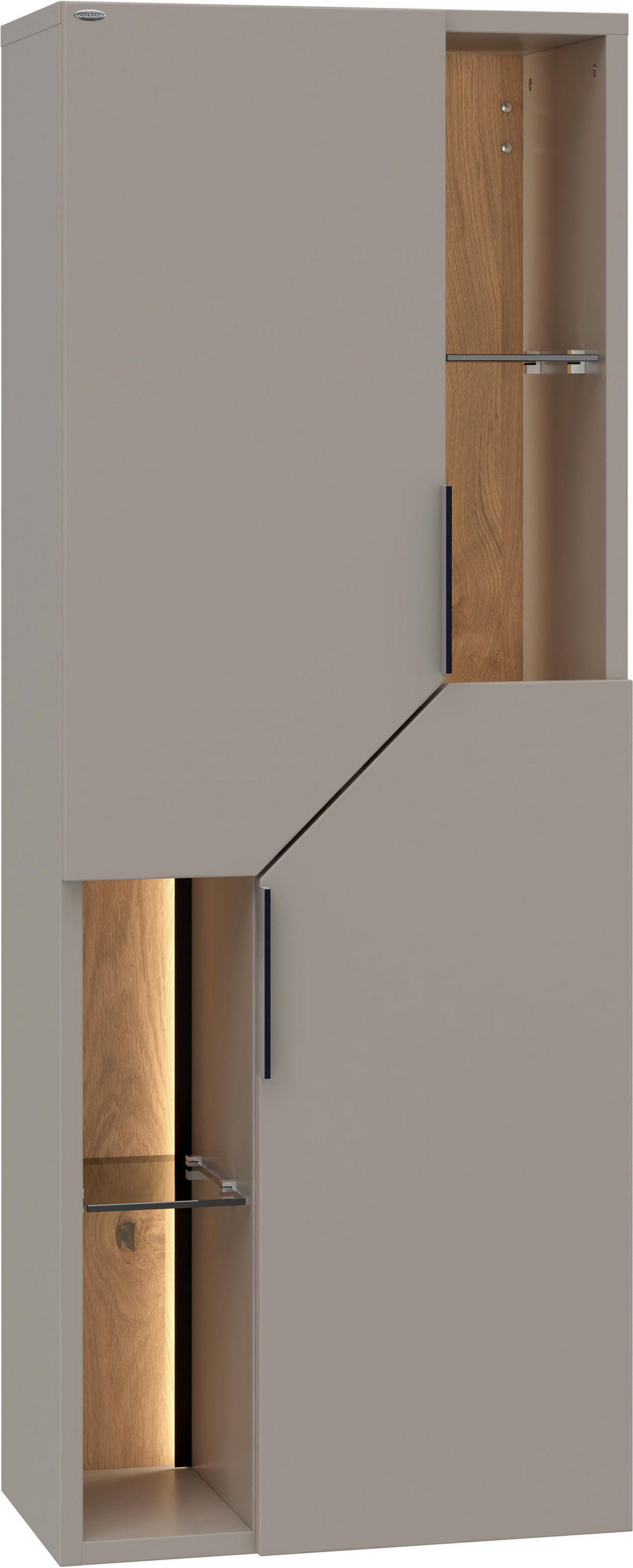MIDISCHRANK 47,9/128/35 cm  - Eichefarben/Schwarz, LIFESTYLE, Glas/Holz (47,9/128/35cm) - Voglauer