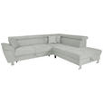 ECKSOFA in Cord Grau  257/226 cm  - Silberfarben/Grau, Design, Textil/Metall (257/226cm) - Xora
