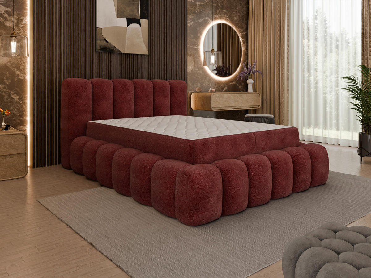 POLSTERBETT Bettkasten 140/200 cm  in Bordeaux  - Bordeaux/Schwarz, Trend, Kunststoff/Textil (140/200cm) - Esposa