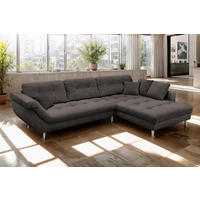ECKSOFA BROOKLYN Dunkelbraun Flachgewebe Zierkissen, Rückenkissen  - Dunkelbraun/Silberfarben, KONVENTIONELL, Kunststoff/Textil (329/199cm) - Livetastic