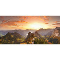 LEINWANDBILD Berge 115/55 cm  - Multicolor, Natur, Holz/Papier (115/55cm)