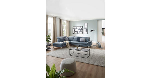 ECKSOFA in Echtleder Blaugrau  - Edelstahlfarben/Blaugrau, Design, Leder/Metall (233/309cm) - Dieter Knoll