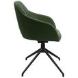 ARMLEHNSTUHL  in Aluminium Echtleder pigmentiert  - Schwarz/Grün, Design, Leder/Metall (58/81,5-84,5/60cm) - Johann Jakob