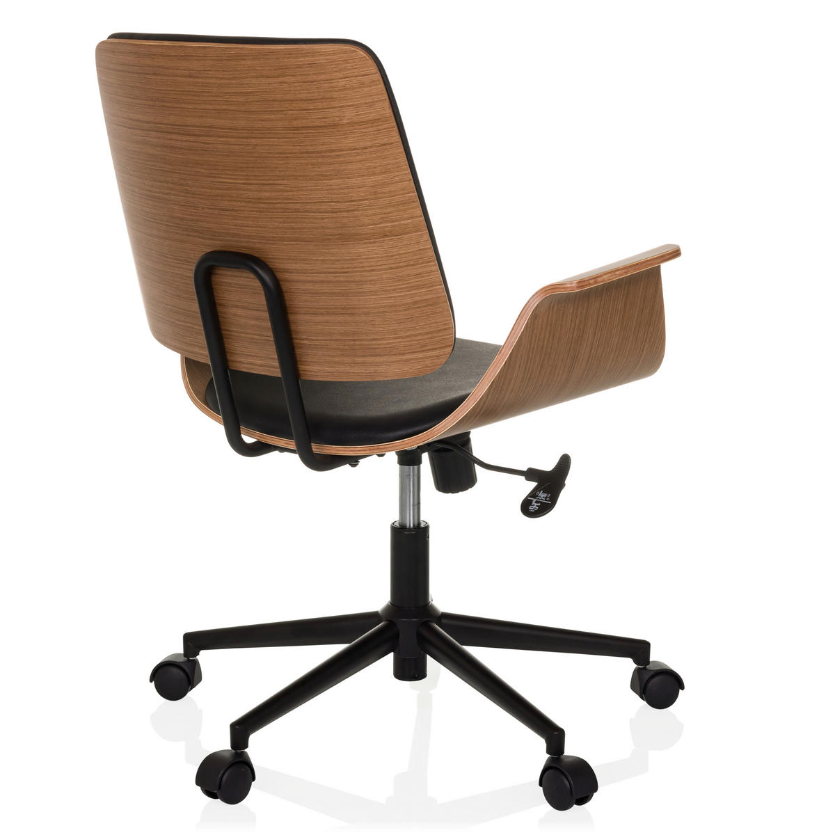 DREHSTUHL Schwarz  - Schwarz/Braun, MODERN, Leder/Holz (68/92/63,5cm) - MID.YOU