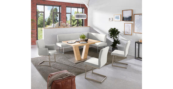 ECKBANK  in Edelstahlfarben, Hellgrau  - Edelstahlfarben/Hellgrau, Design, Textil/Metall (173/160/0cm) - Dieter Knoll