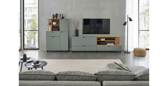 HIGHBOARD Eichefarben, Salbeigrün  95,3/146,2/37 cm  - Eichefarben/Salbeigrün, MODERN, Holzwerkstoff/Metall (95,3/146,2/37cm) - Carryhome