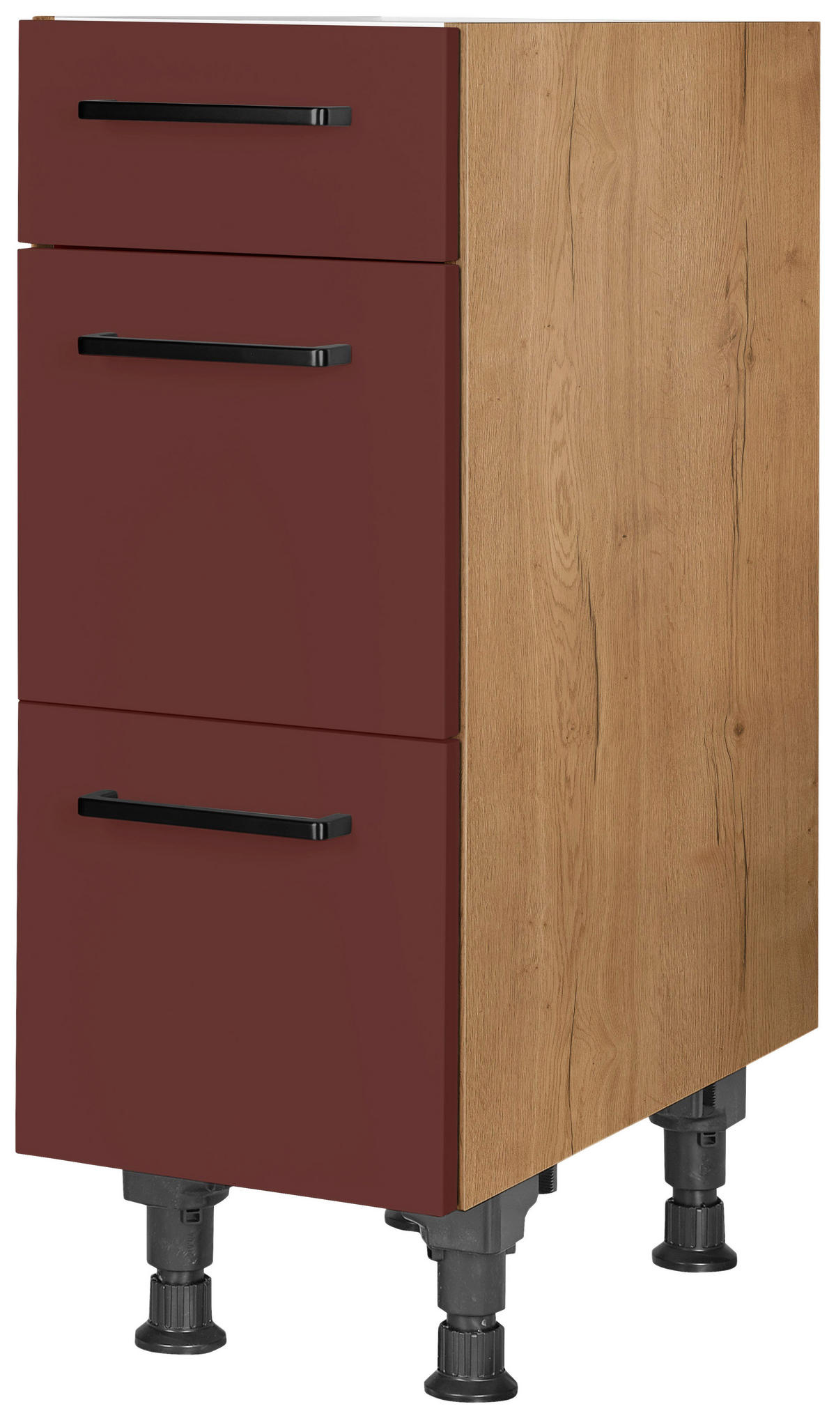 SCHUBKASTENUNTERSCHRANK 30/87/56 cm  in Rot, Eichefarben  - Eichefarben/Rot, MODERN, Holzwerkstoff/Metall (30/87/56cm) - Nobilia
