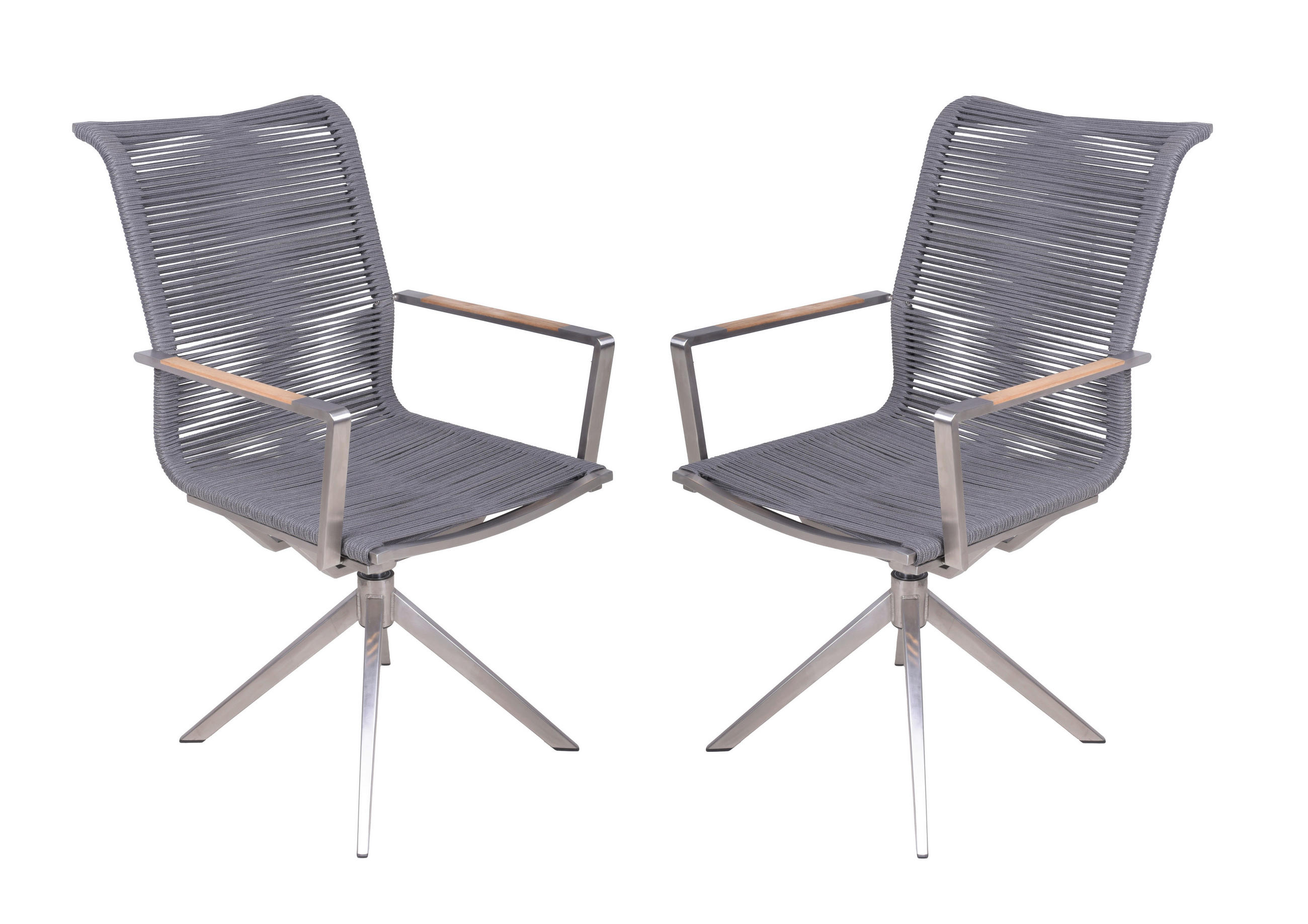 GARTENSTUHL-SET Holz, Metall, Kunststoff Anthrazit, Braun, Silberfarben  - Anthrazit/Silberfarben, Basics, Holz/Kunststoff (63/95/54cm) - Gardenson