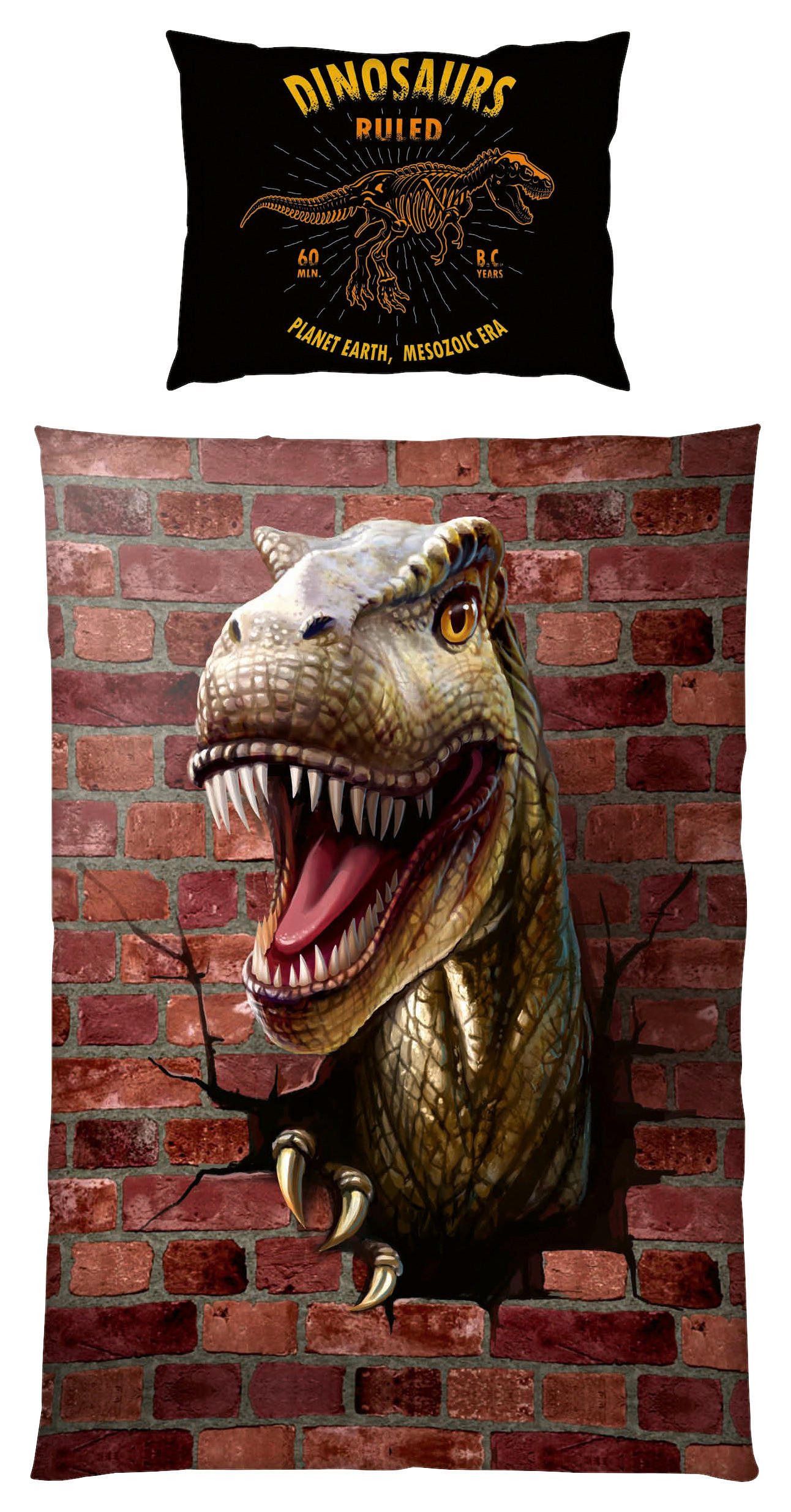 DETSKÉ OBLIEČKY DINOSAURUS 140/200 cm  - čierna/červená, Konventionell, textil (140/200cm)