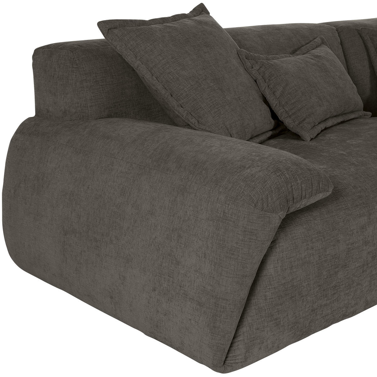 ECKSOFA in Flachgewebe Dunkelgrau  - Dunkelgrau/Schwarz, Konventionell, Kunststoff/Textil (274/174cm) - Carryhome