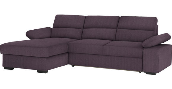 ECKSOFA in Webstoff Violett  - Dunkelbraun/Violett, KONVENTIONELL, Kunststoff/Textil (166/258cm) - Cantus