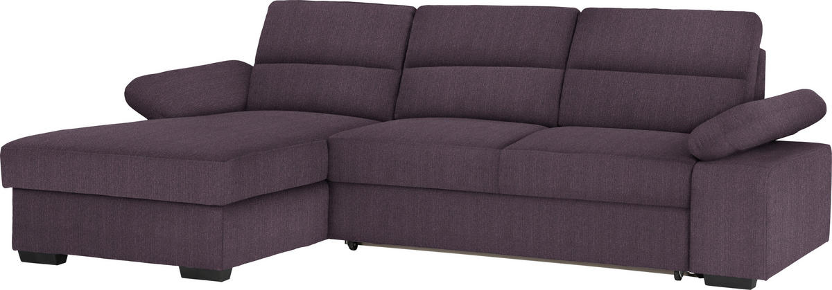 ECKSOFA in Webstoff Violett  166/258 cm  - Dunkelbraun/Violett, KONVENTIONELL, Kunststoff/Textil (166/258cm) - Cantus