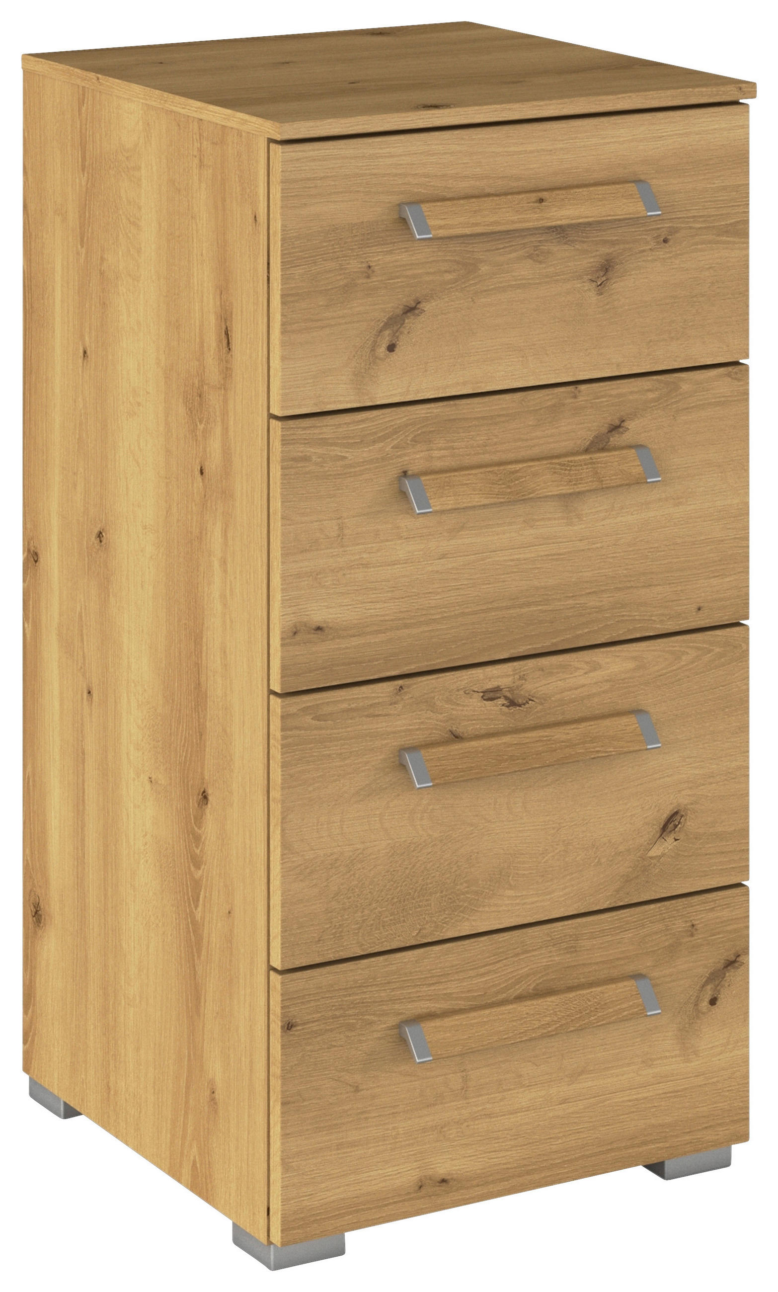 KOMMODE - Eichefarben/Silberfarben, Design, Holzwerkstoff/Kunststoff (40/81/42cm) - Novel