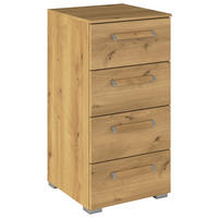 KOMMODE - Eichefarben/Silberfarben, Design, Holzwerkstoff/Kunststoff (40/81/42cm) - Novel