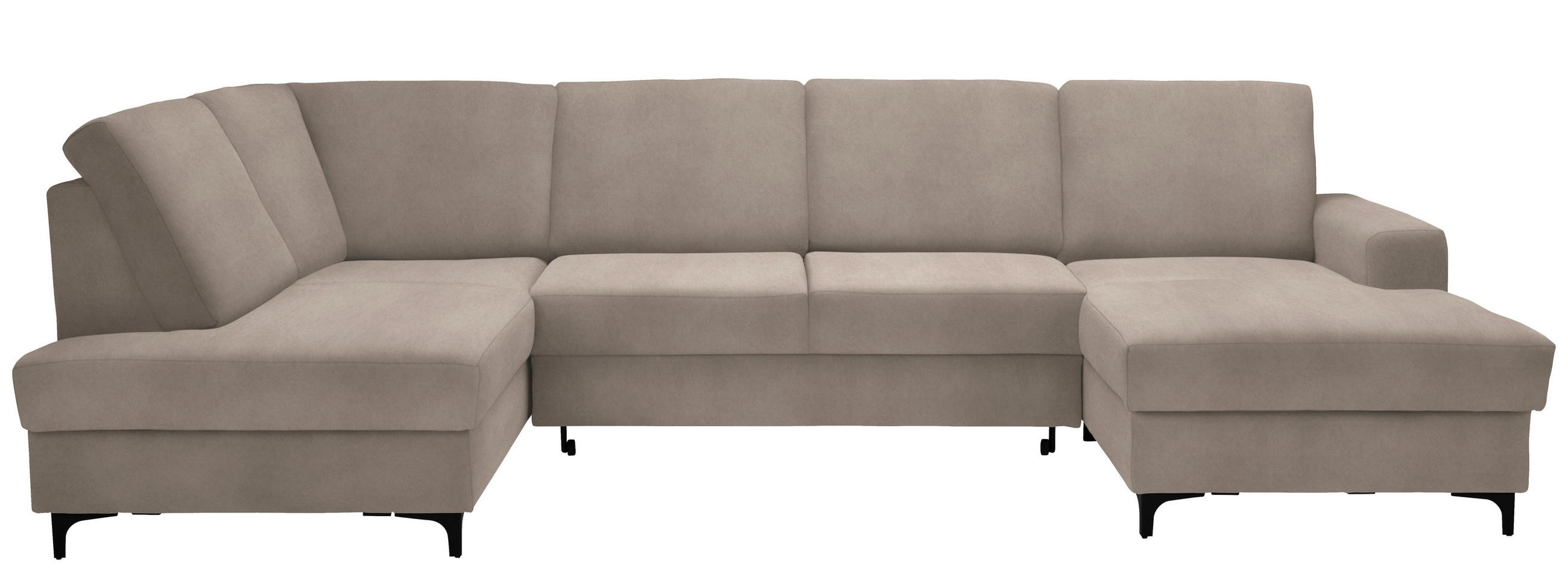 WOHNLANDSCHAFT Beige Flachgewebe  - Beige/Schwarz, KONVENTIONELL, Textil/Metall (185/317/167cm) - Stylife