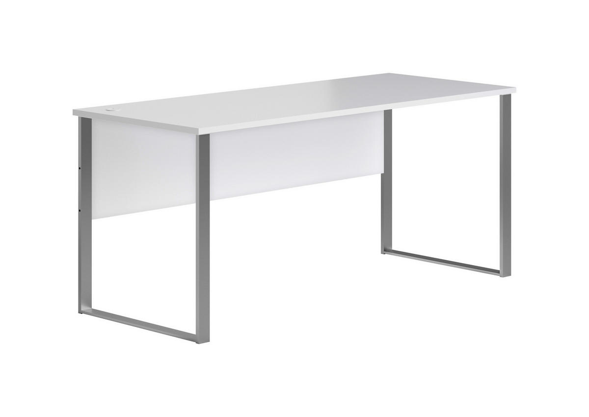 SCHREIBTISCH 170/73/77 cm  in Silberfarben, Hellgrau  - Silberfarben/Hellgrau, Design, Holzwerkstoff/Metall (170/73/77cm) - MID.YOU