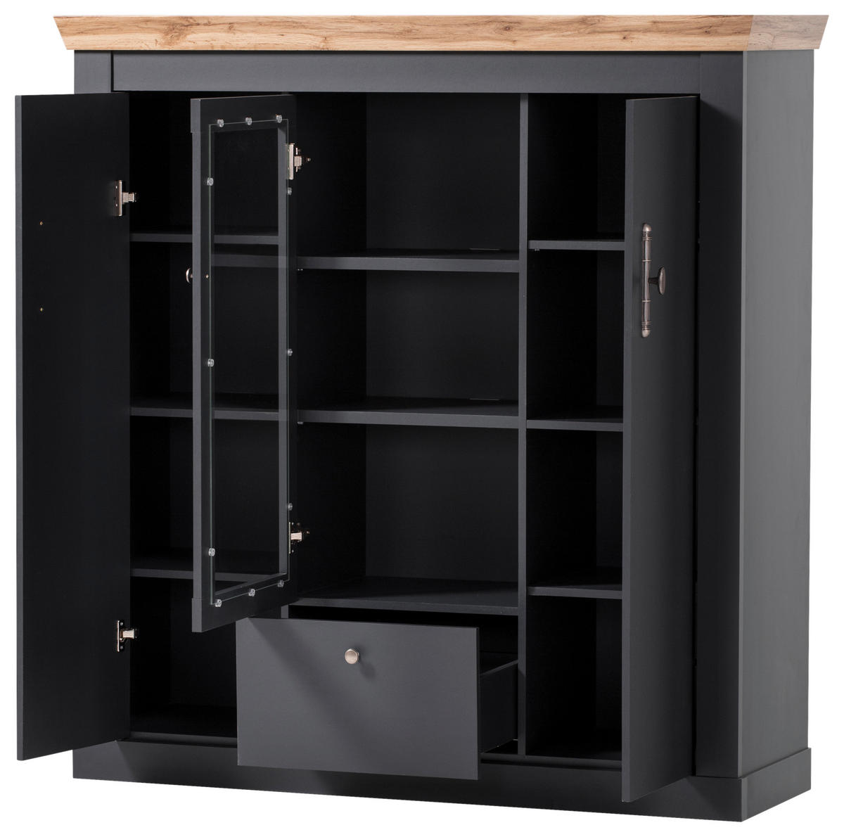 HIGHBOARD  in 141/146/45 cm  - Anthrazit/Silberfarben, Design, Holzwerkstoff/Metall (141/146/45cm) - MID.YOU