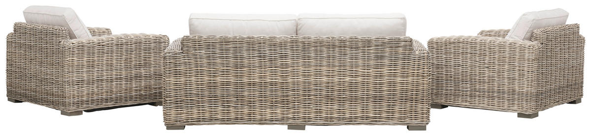 ÜLŐGARNITÚRA fa, textil natúr színű, világosszürke  - világosszürke/natúr színű, Lifestyle, Üveg/textil - Livetastic