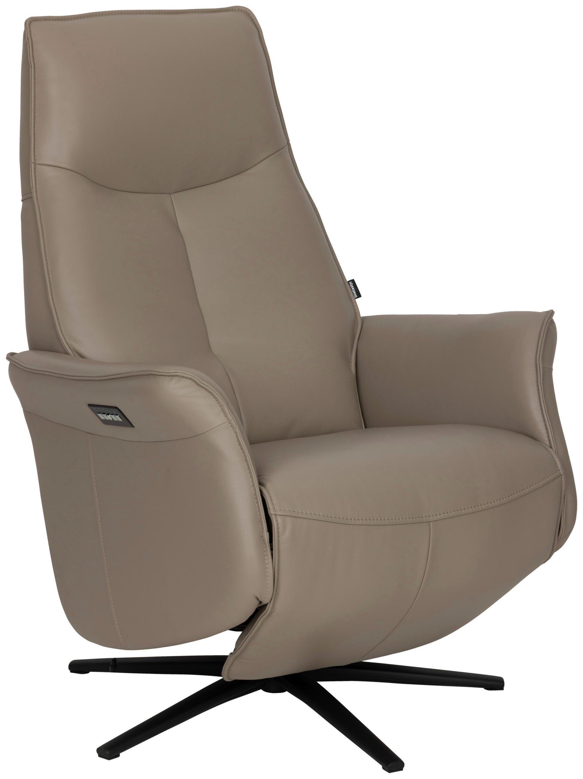 RELAXSESSEL Lederlook Echtleder    - Schwarz/Grau, Design, Leder/Holz (79/110/83cm) - Livetastic