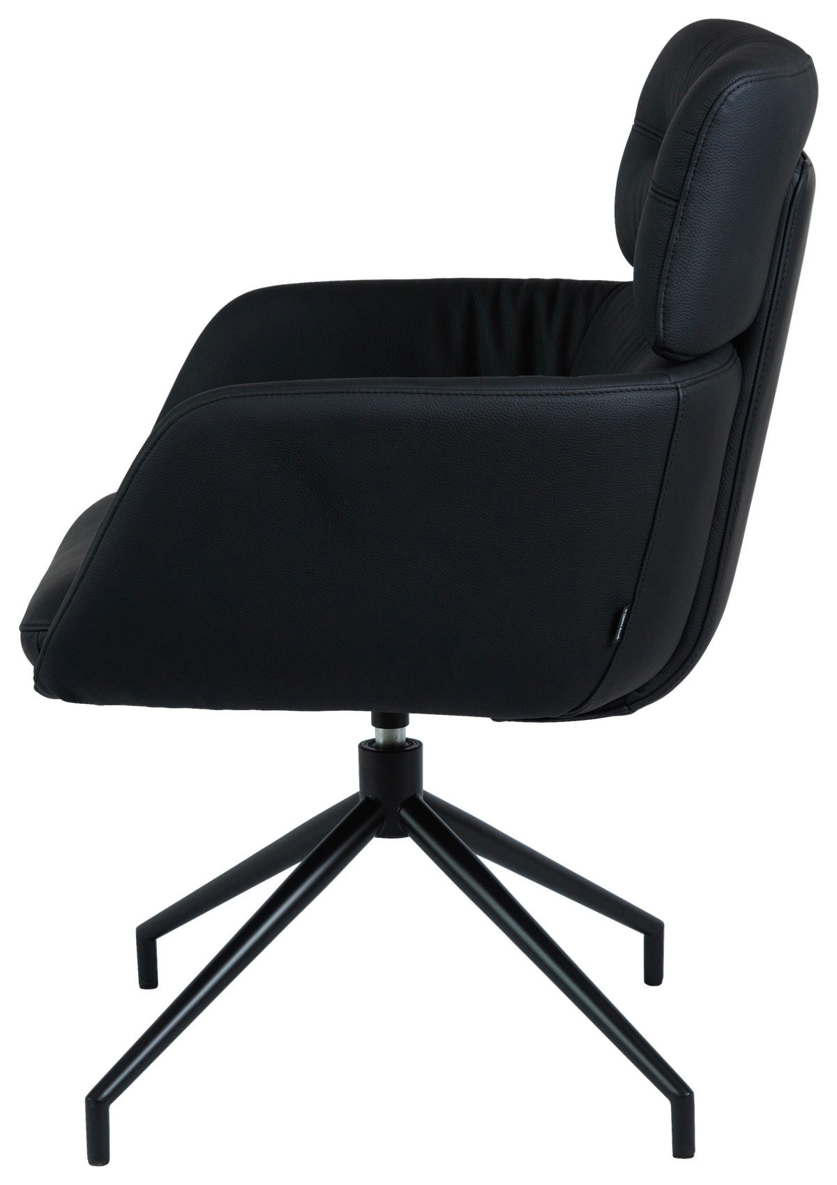 ARMLEHNSTUHL  Sitzfläche 360° drehbar, automatische Rückholfunktion  Echtleder  Schwarz  - Schwarz, Design, Leder/Metall (67/92/70cm) - Dieter Knoll