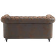 CHESTERFIELD-SOFA Lederlook, Mikrofaser Braun, Schwarz  - Schwarz/Braun, Trend, Holz/Textil (165/73/87cm) - Xora
