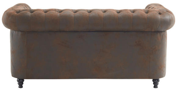 CHESTERFIELD-SOFA Lederlook, Mikrofaser Braun, Schwarz - Schwarz/Braun, Trend, Holz/Textil (165/73/87cm) - Xora