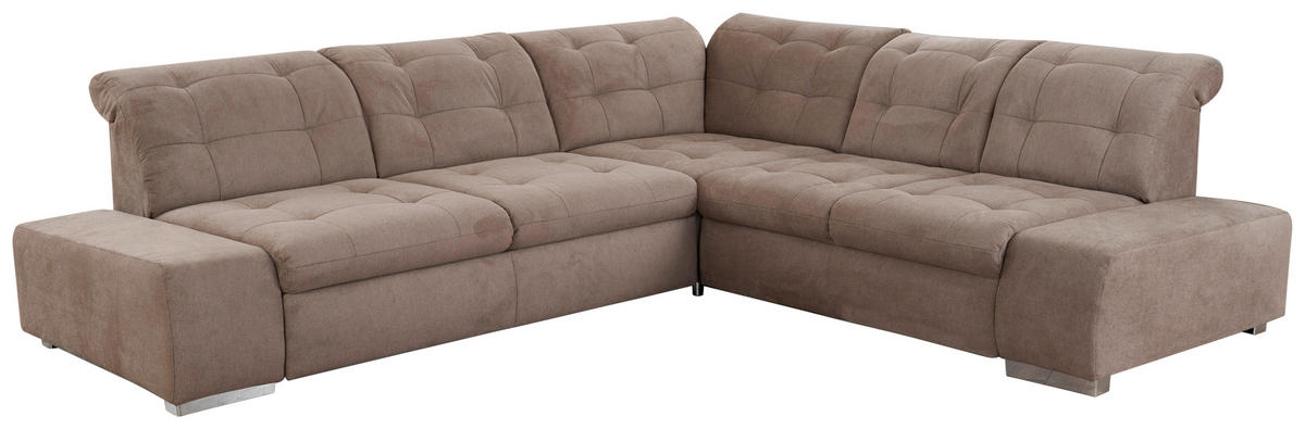 ECKSOFA in Flachgewebe Braun  - Chromfarben/Braun, MODERN, Kunststoff/Textil (283/254cm) - Sit & More
