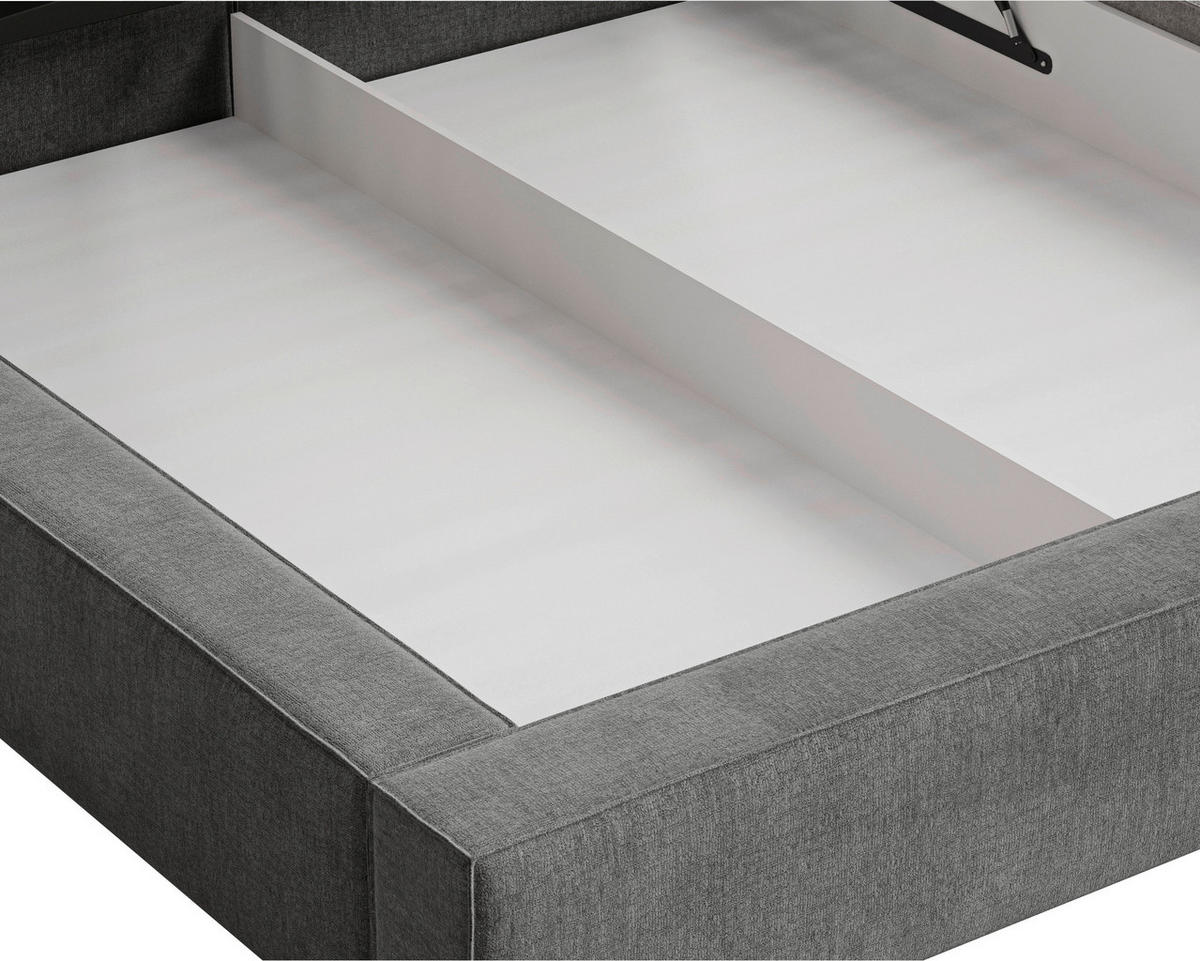 POLSTERBETT 160/200 cm,  in Anthrazit, Bettkasten,  - Anthrazit/Schwarz, MODERN, Holz/Metall (160/200cm) - MID.YOU