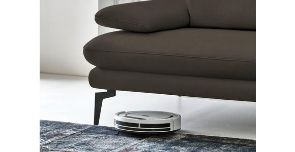 3-SITZER-SOFA in Leder Graubraun - Graubraun/Schwarz, Design, Leder/Metall (222/86/104cm) - Dieter Knoll