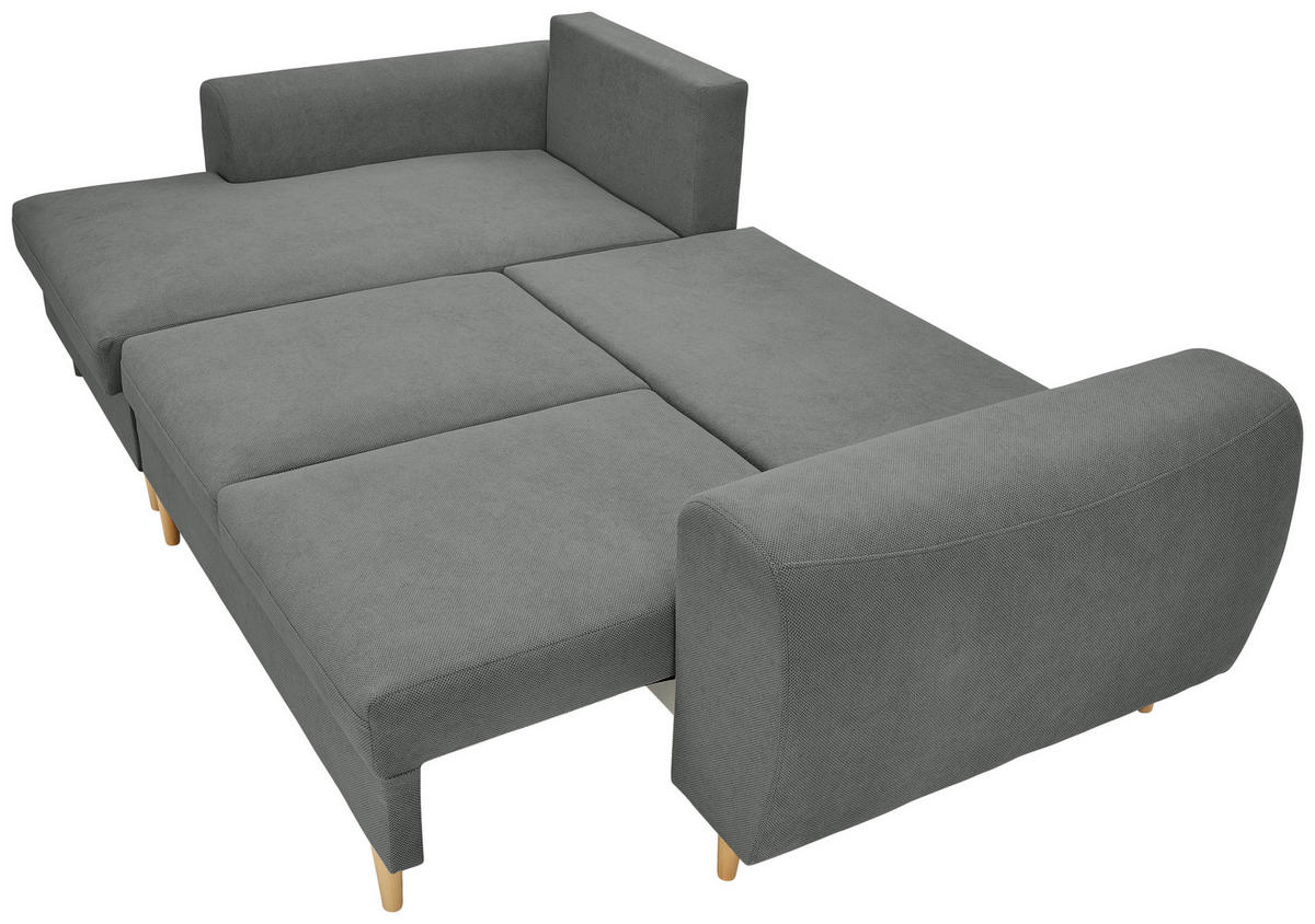 ECKSOFA Dunkelgrau Webstoff  - Dunkelgrau/Naturfarben, KONVENTIONELL, Holz/Textil (145/250cm) - Carryhome