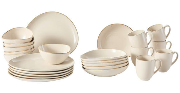 KOMBISERVICE Beige 24-teilig AQUA SABBIA - Beige, Trend, Keramik - Novel