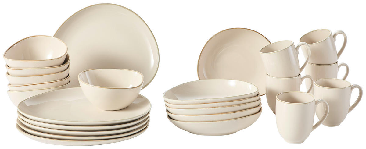 SERVICIU DE MASĂ COMPLET 24 piese  - bej, Trend, ceramică - Novel