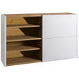 AKTENREGAL Eiche Artisan, Weiß Hochglanz  - Weiß Hochglanz/Eiche Artisan, Design, Holzwerkstoff (140/87/35,6cm) - Carryhome