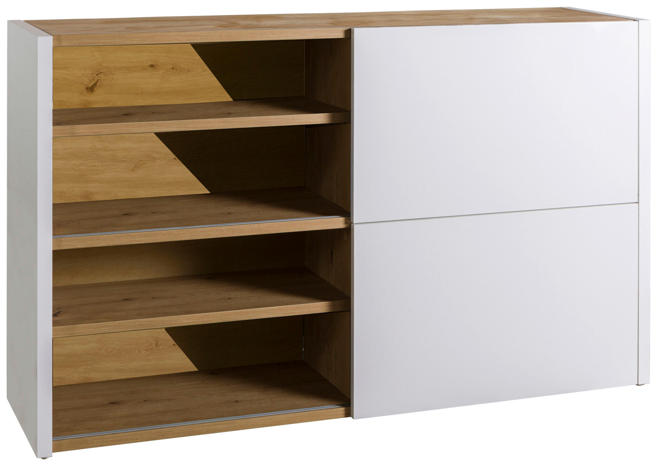 AKTENREGAL Eiche Artisan, Weiß Hochglanz  - Weiß Hochglanz/Eiche Artisan, Design, Holzwerkstoff (140/87/35,6cm) - Carryhome