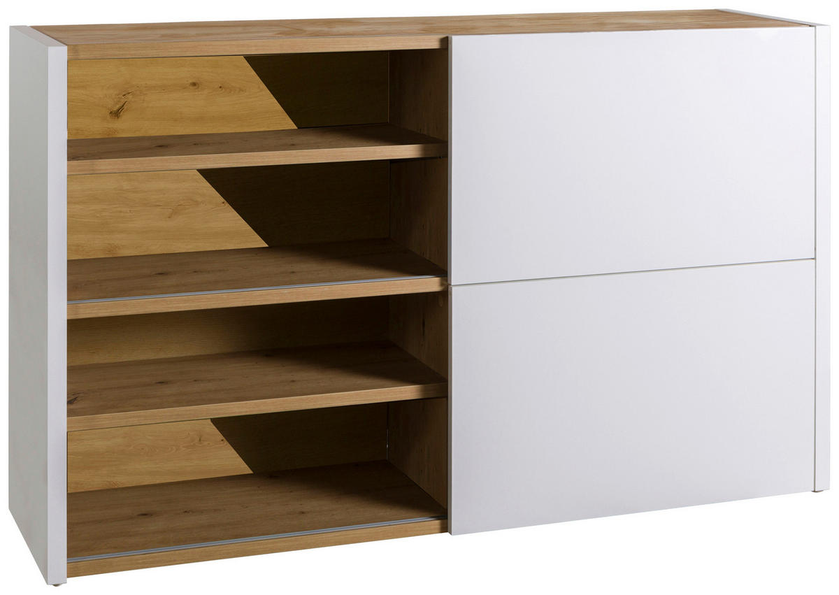 AKTENREGAL Eiche Artisan, Weiß Hochglanz  - Weiß Hochglanz/Eiche Artisan, Design, Holzwerkstoff (140/87/35,6cm) - Carryhome