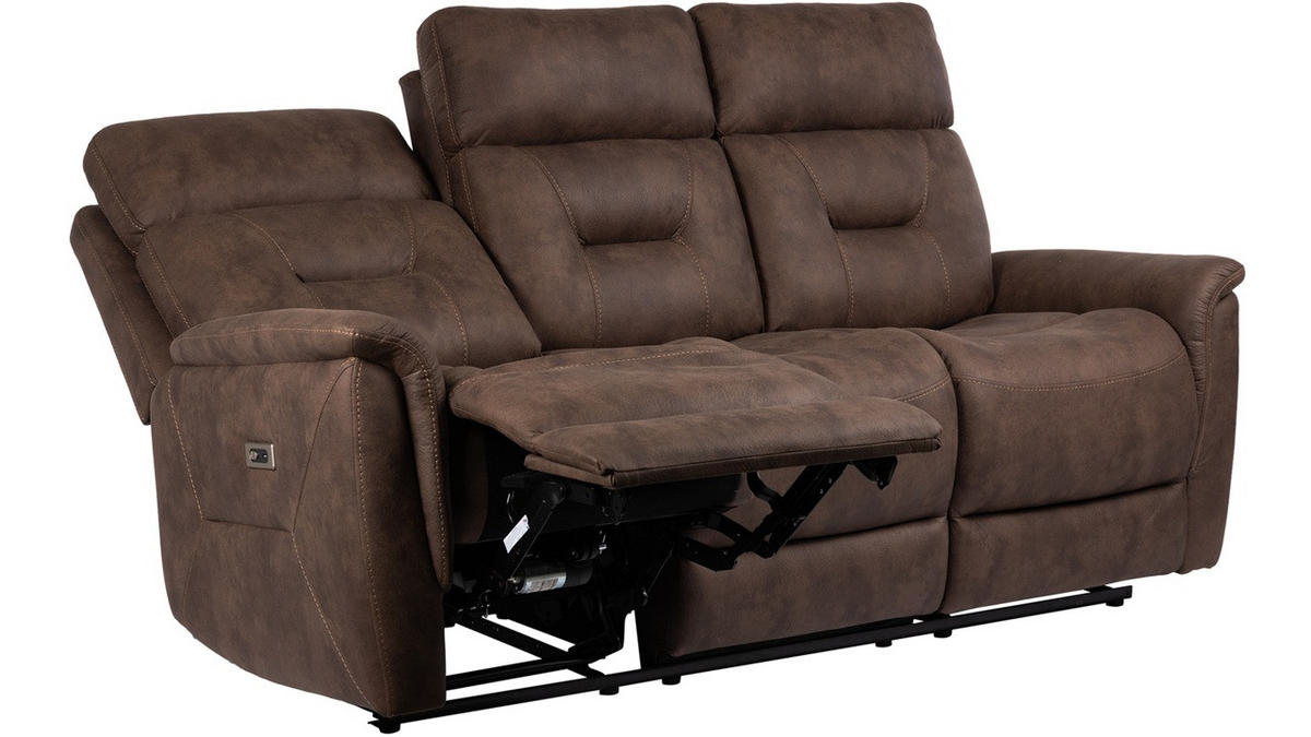 RECLINERSOFFA i mikrofiber brun  - brun/svart, Klassisk, metall/trä (190/105/93cm) - Best Price