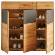 SCHUHSCHRANK  in 129,8/123/38 cm  - Eichefarben/Grau, Natur, Glas/Holz (129,8/123/38cm) - Waldwelt
