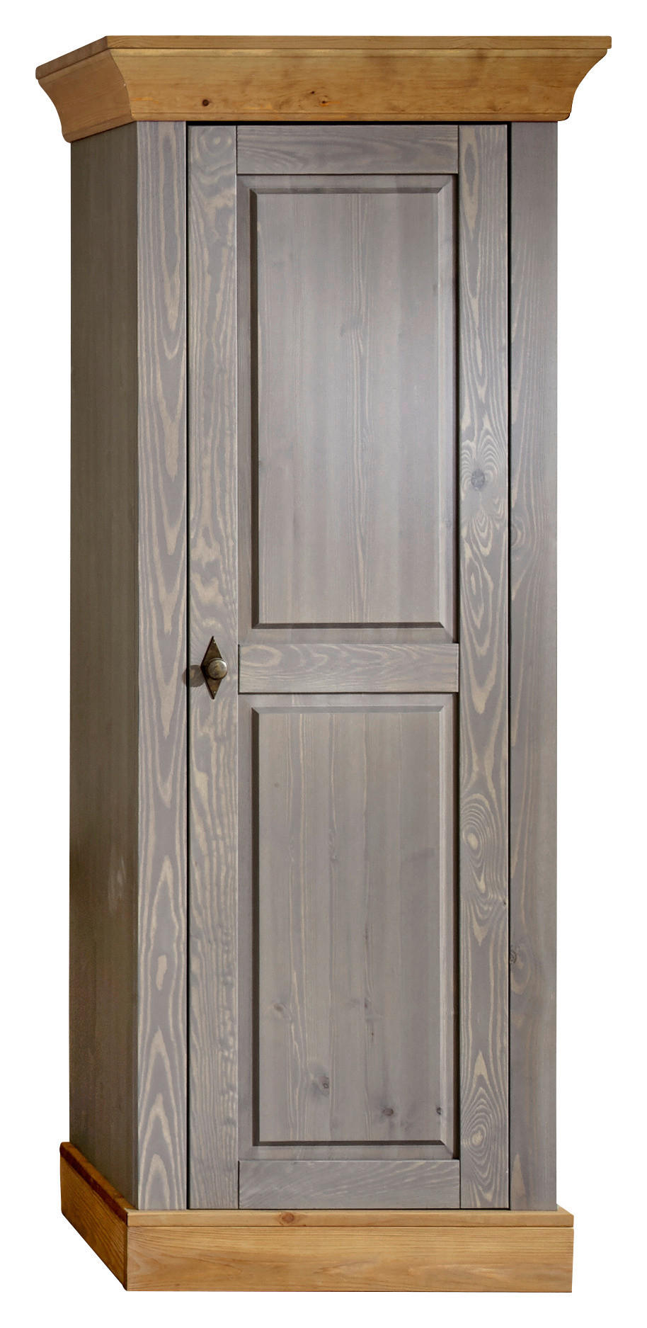 SCHRANK - Laugenfarbig/Grau, ROMANTIK / LANDHAUS, Holz/Metall (65/163/45cm) - Boxxx