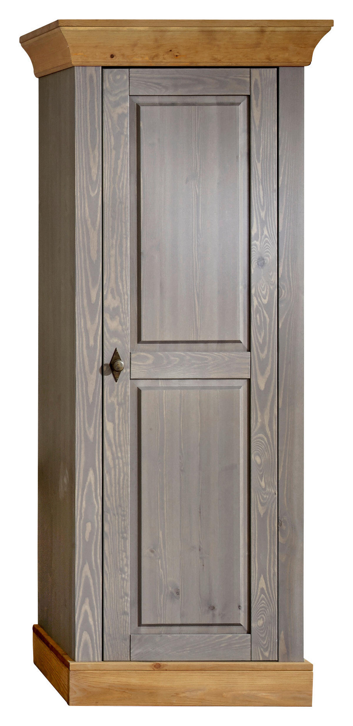 SCHRANK - Laugenfarbig/Grau, ROMANTIK / LANDHAUS, Holz/Metall (65/163/45cm) - Boxxx