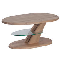 COUCHTISCH Holz, Glas 100/65/48-65 cm  - Eichefarben, Natur, Glas/Holz (100/65/48-65cm) - Venda
