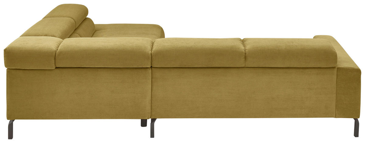 ECKSOFA in Feincord Gelb  - Gelb/Schwarz, Design, Textil/Metall (273/219cm) - Pure Home Comfort